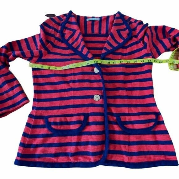 CABI Au Revoir Yacht Club Nautical Knit Blazer M Red Blue Stripe - Picture 8 of 12